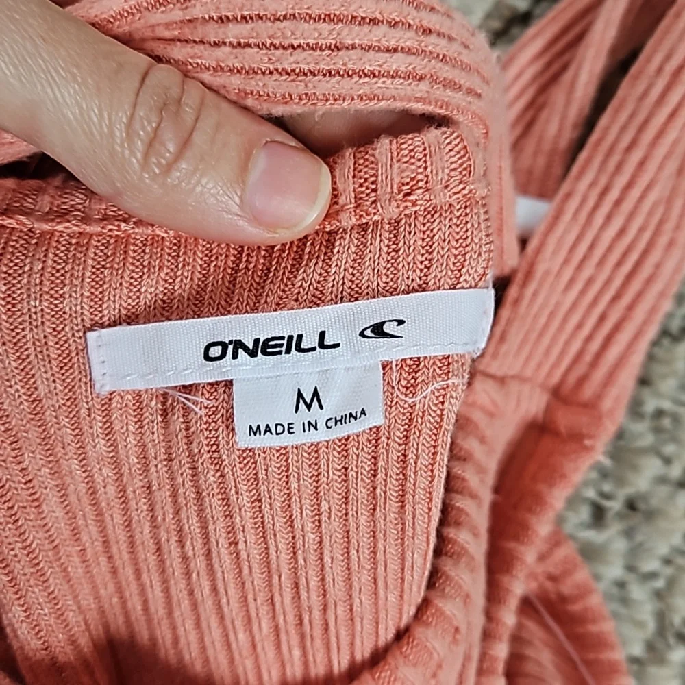 Oneill aquaria ribbed v neck midi dress medium slit - Picture 5 of 8